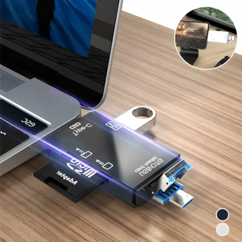 PortFusion™ | 6-in-1-Kartenleser mit USB- und USB-C-Anschlüssen