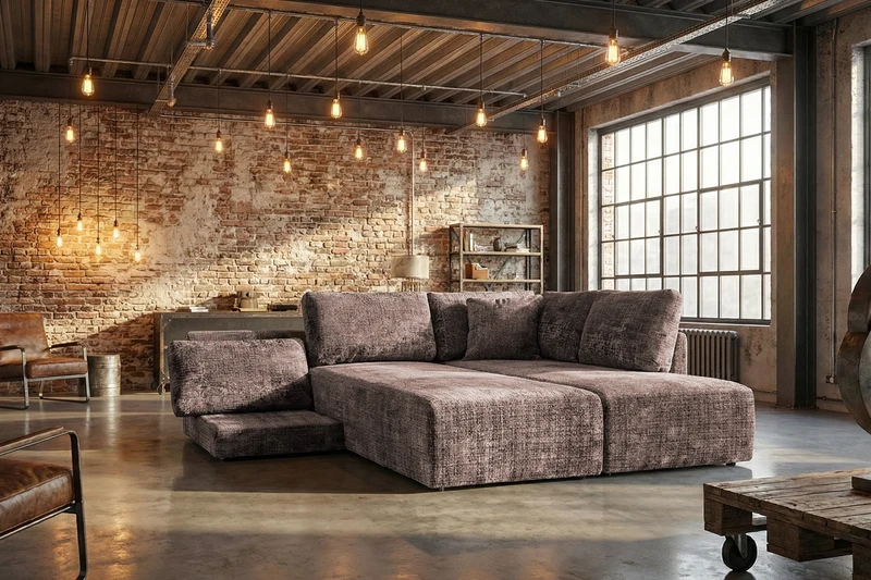 KAWOLA Schlafsofa SADIRA Ecksofa Stoff taupe