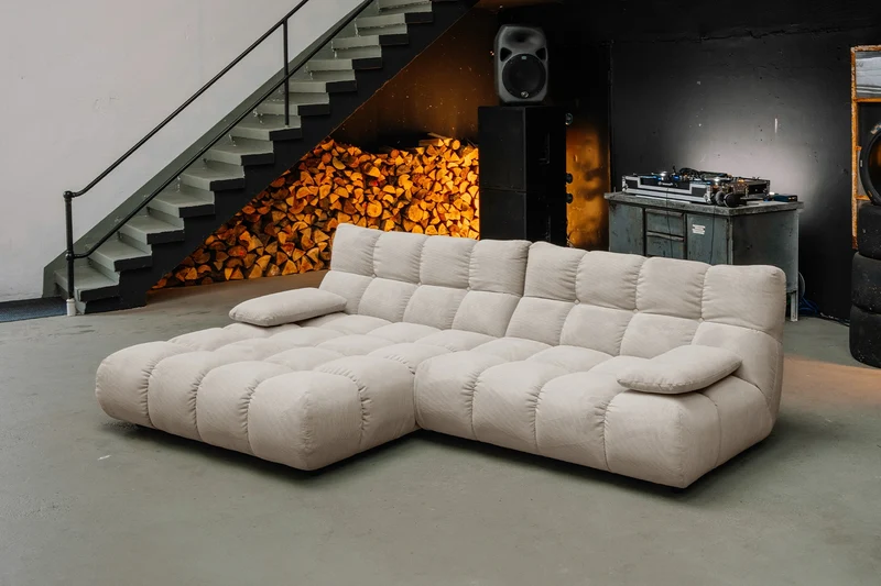 KAWOLA Sofa VIVIEN Ecksofa Feincord beige