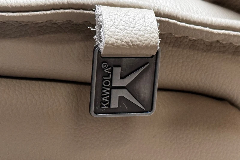 KAWOLA Relaxsessel JOSIANE Drehsessel Leder grau mit Hocker