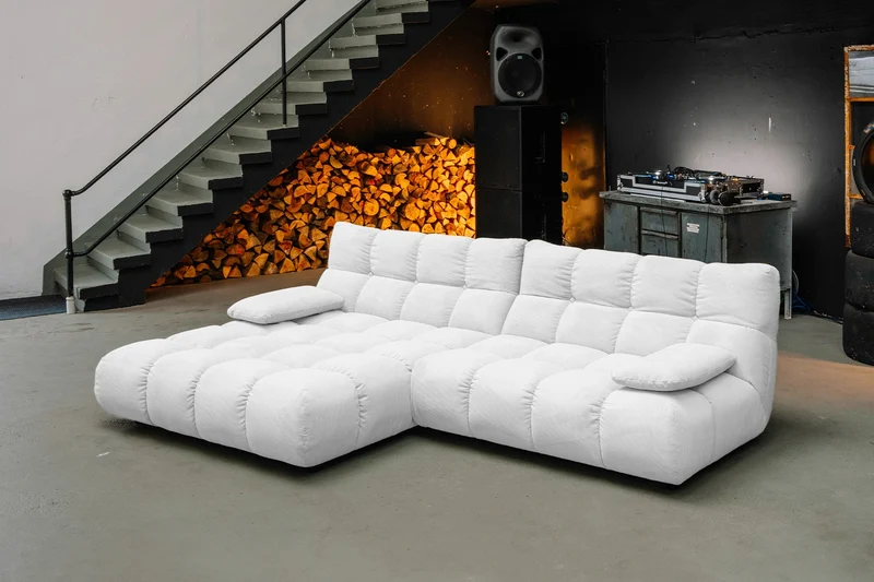 KAWOLA Sofa VIVIEN Ecksofa Feincord weiß