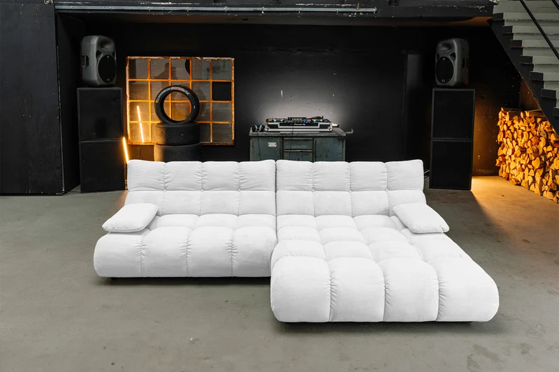 KAWOLA Sofa VIVIEN Ecksofa Feincord weiß