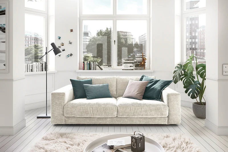 B-Ware KAWOLA Sofa MADELINE 2-Sitzer Cord cremeweiß