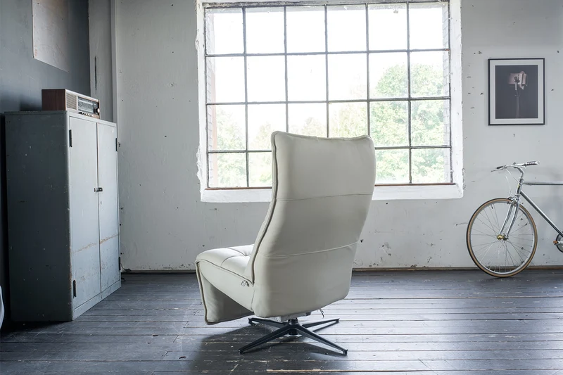 KAWOLA Sessel MIKO Relaxsessel drehbar Leder grau