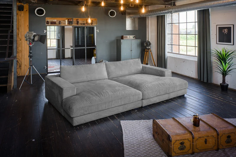 B-Ware KAWOLA Big Sofa MADELINE Cord grau
