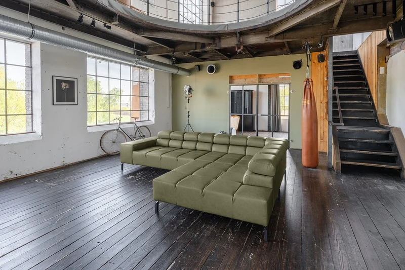 KAWOLA Sofa NELSON Ecksofa Leder olivgrün