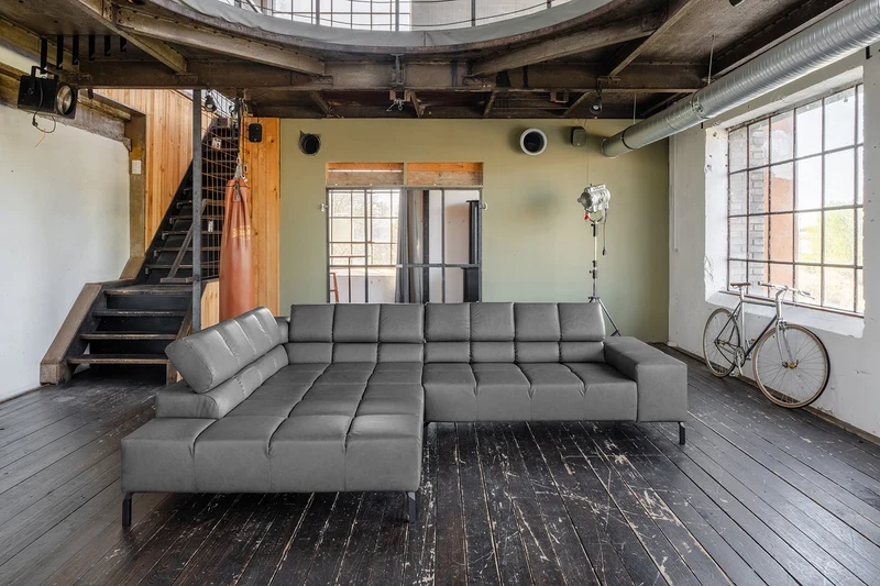 KAWOLA Sofa NELSON Ecksofa Leder anthrazit