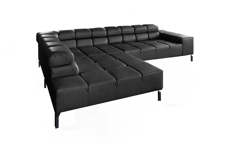 KAWOLA Sofa NELSON Ecksofa Leder schwarz
