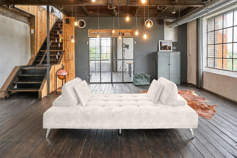 KAWOLA Sofa WIOLO Schlafsofa Daybed velvet cremeweiß