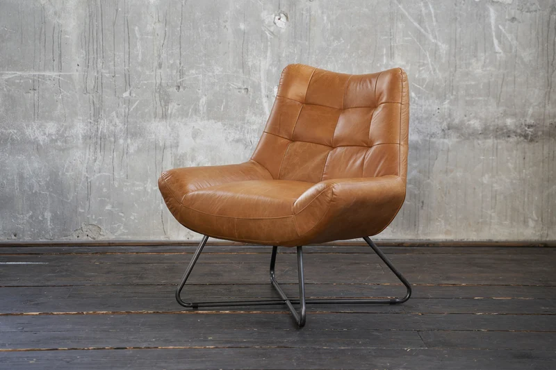 KAWOLA Sessel Snooze Leder cognac B/H/T: 82x93x76cm