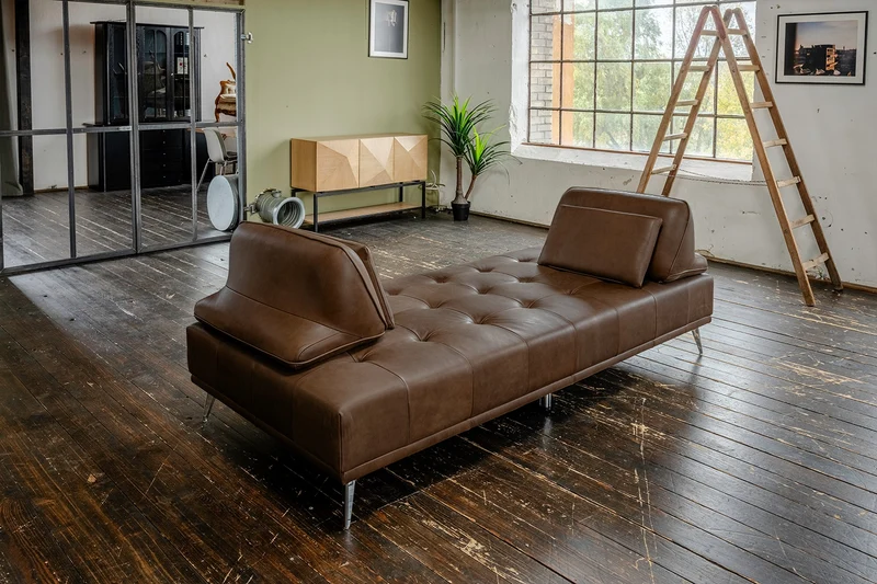 KAWOLA Sofa WIOLO Schlafsofa Daybed Leder dunkelbraun