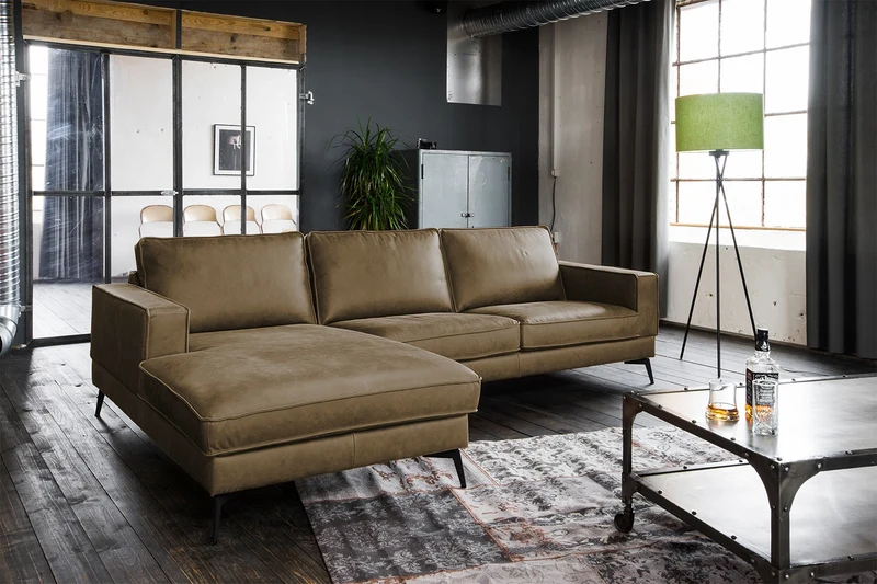KAWOLA Sofa BLOOM Ecksofa Leder camel