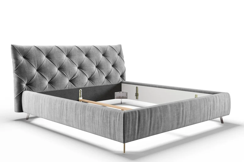 KAWOLA Bett ANNY Polsterbett Velvet silber