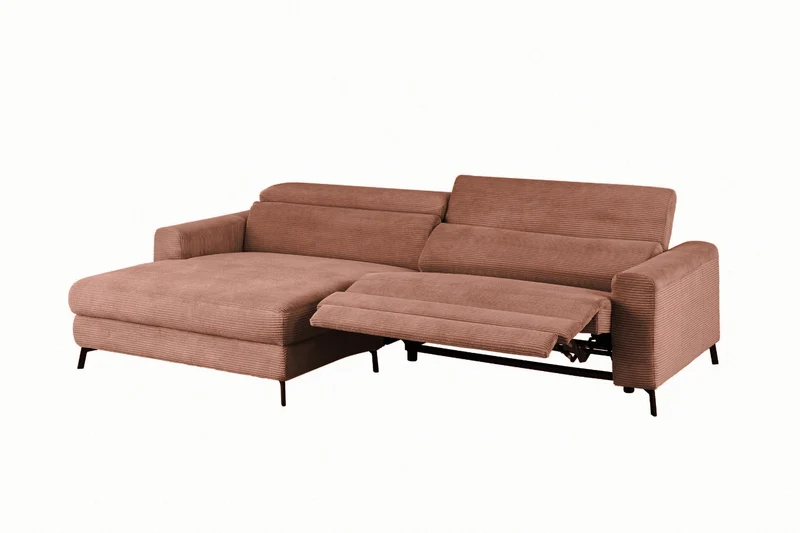 KAWOLA Sofa LAISKA Ecksofa Relaxfunktion teilmotorisch Cord rost