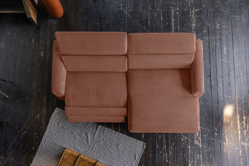 KAWOLA Sofa LAISKA Ecksofa Relaxfunktion teilmotorisch Cord rost