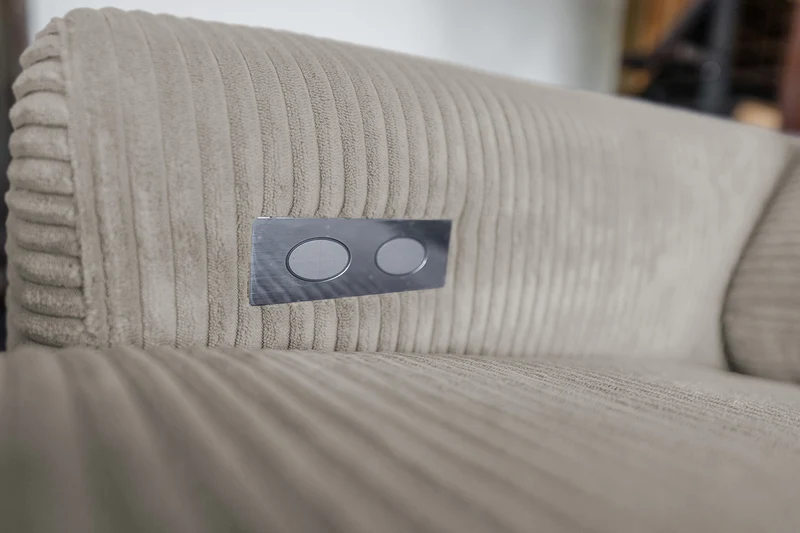 KAWOLA Sofa LAISKA Ecksofa Relaxfunktion teilmotorisch Cord steingrau