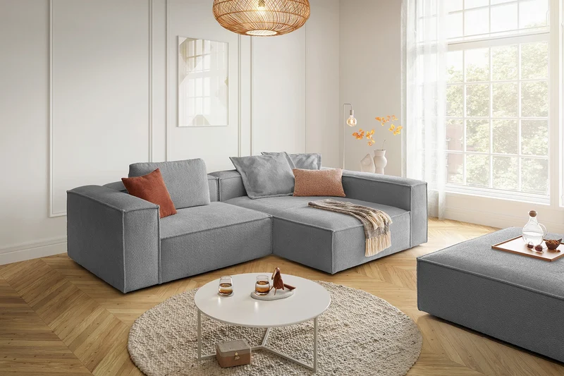 KAWOLA Sofa CARMO Ecksofa Stoff grau