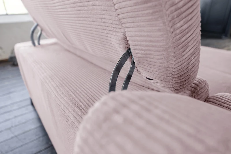 KAWOLA Sofa LAISKA Ecksofa Relaxfunktion teilmotorisch Cord rosa