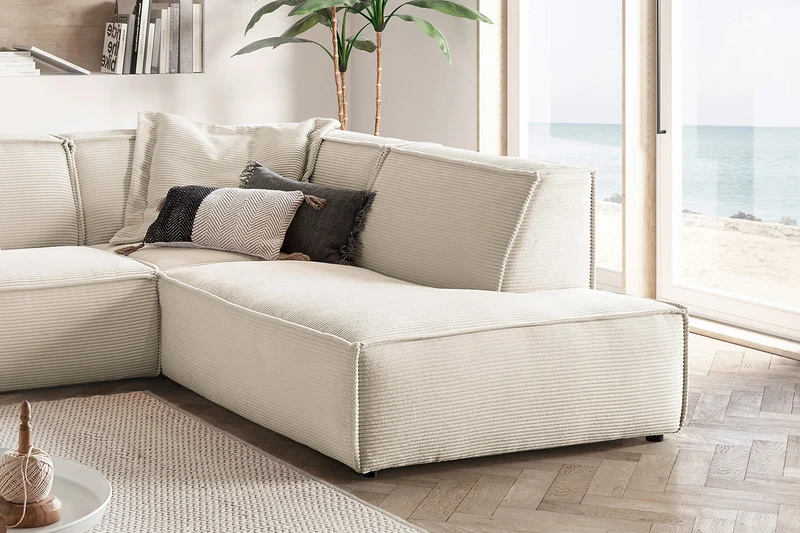 KAWOLA Sofa SAMU Ecksofa Cord cremeweiß