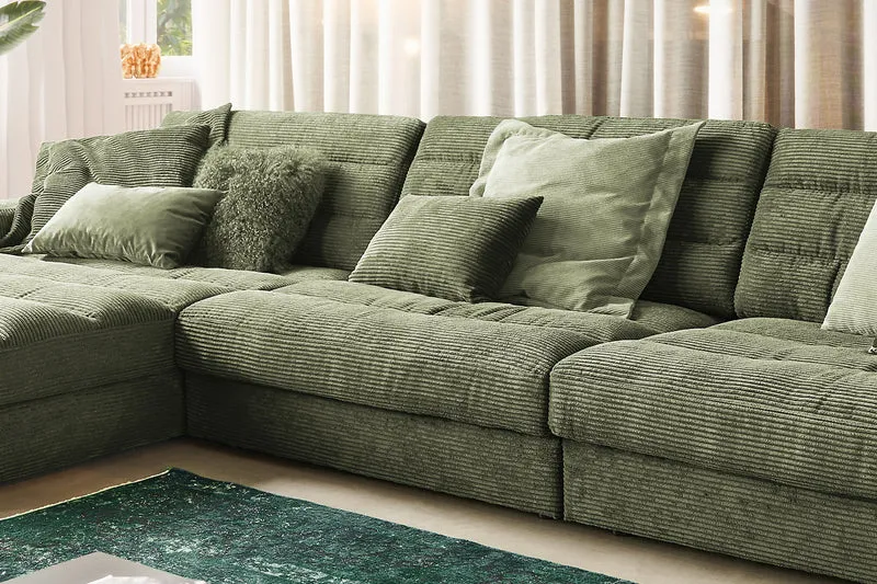 KAWOLA Sofa LANA XL Ecksofa Cord olivgrün