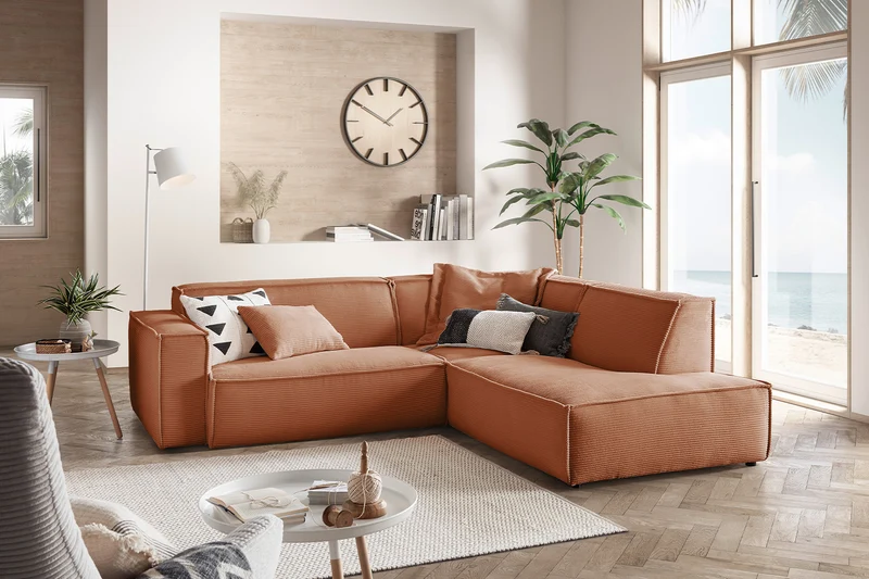 KAWOLA Sofa SAMU Ecksofa Cord rost
