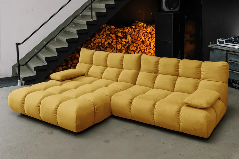 KAWOLA Sofa VIVIEN Ecksofa Velvet curry