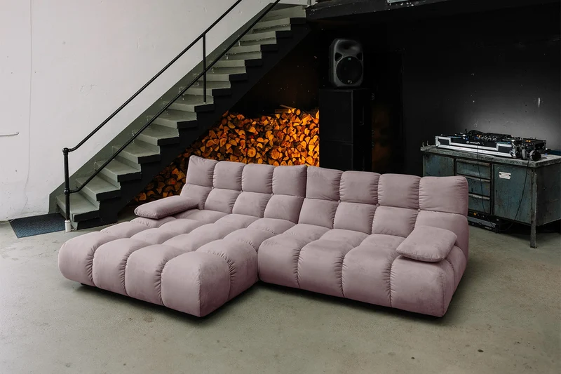 KAWOLA Sofa VIVIEN Ecksofa Velvet roségrau