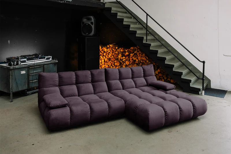 KAWOLA Sofa VIVIEN Ecksofa Velvet purple