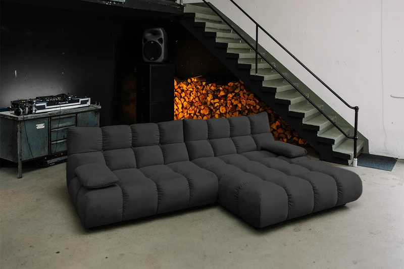 KAWOLA Sofa VIVIEN Ecksofa Velvet schwarz