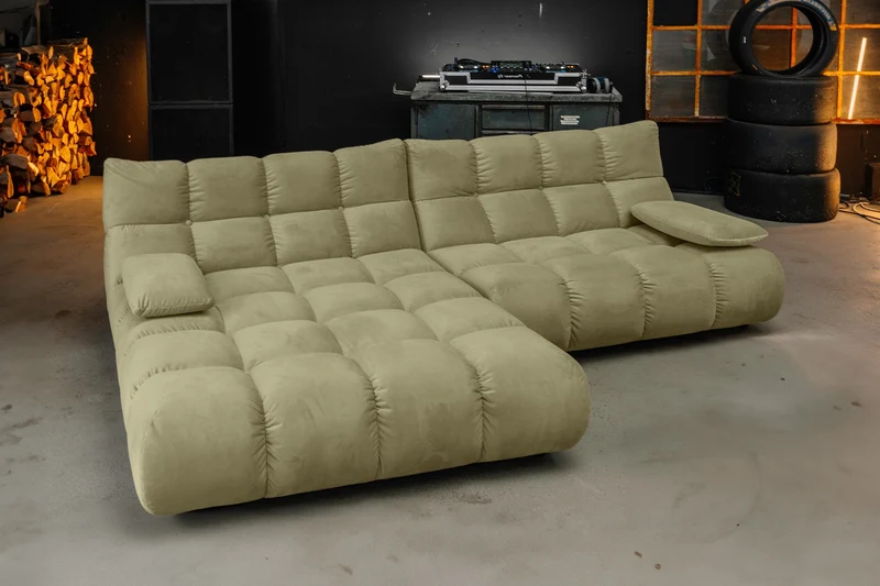 KAWOLA Sofa VIVIEN Ecksofa Velvet oliv