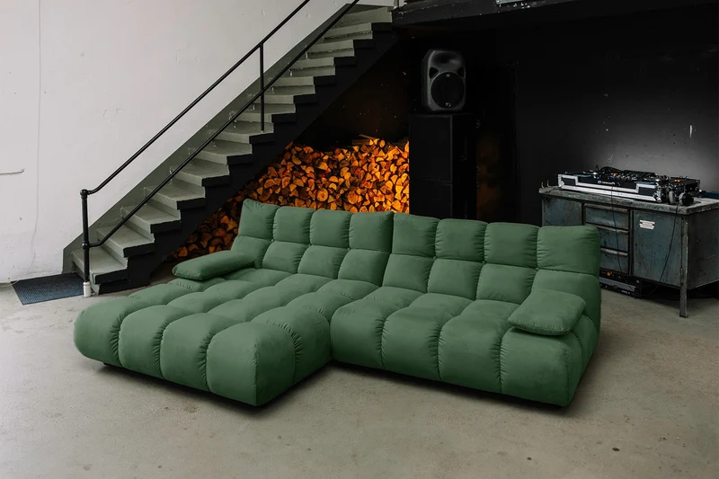 KAWOLA Sofa VIVIEN Ecksofa Velvet smaragd