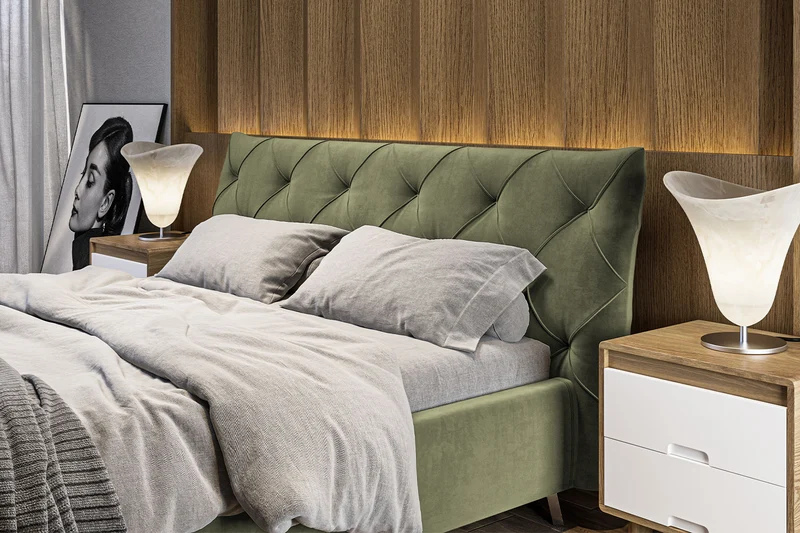 KAWOLA Bett ANNY Polsterbett Velvet olivgrün