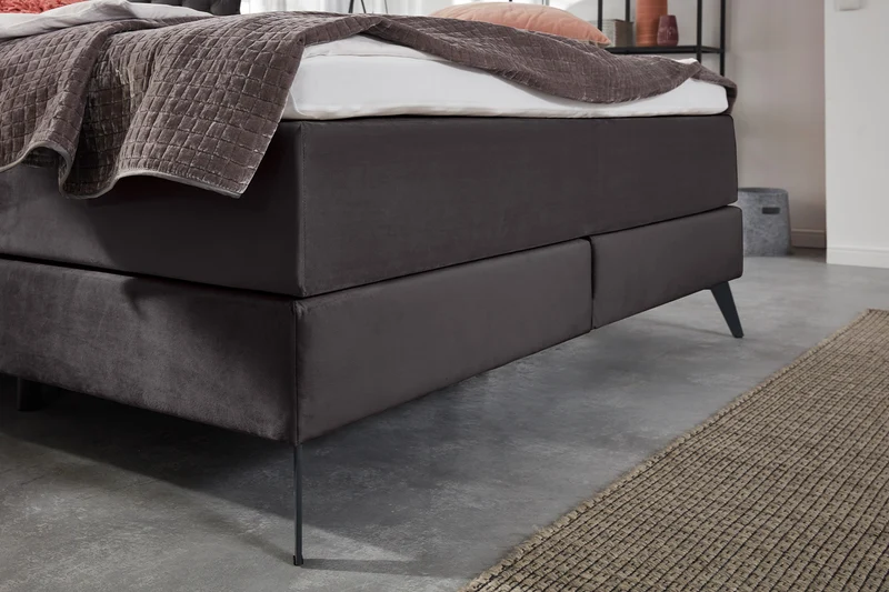 KAWOLA Bett SINDAR Boxspringbett Stoff anthrazit
