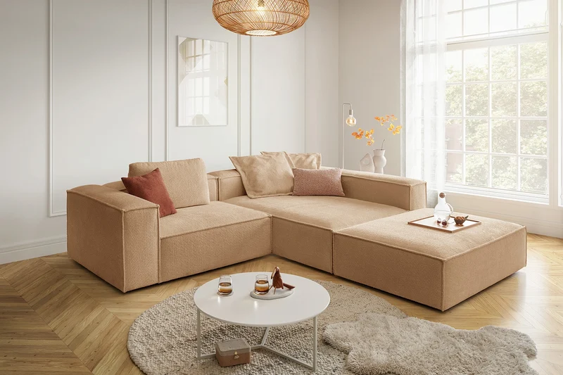 KAWOLA Sofa CARMO Ecksofa Stoff creme