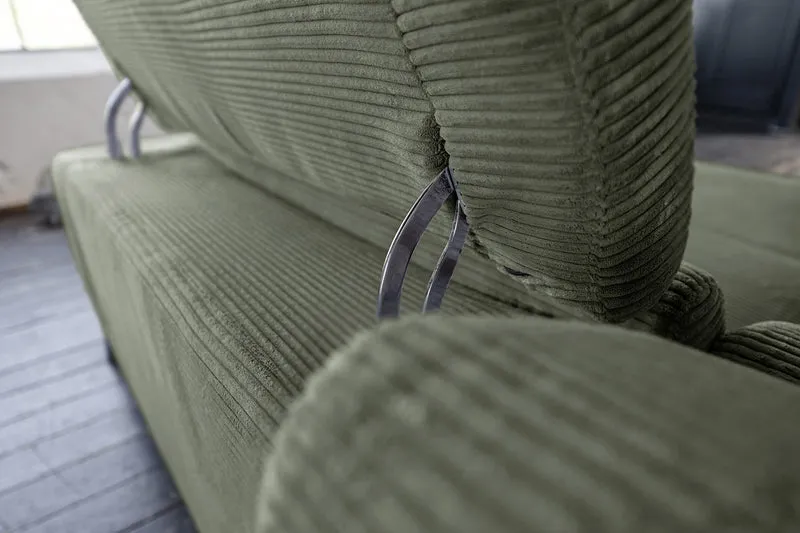 KAWOLA Sofa LAISKA Ecksofa Relaxfunktion teilmotorisch Cord olivgrün