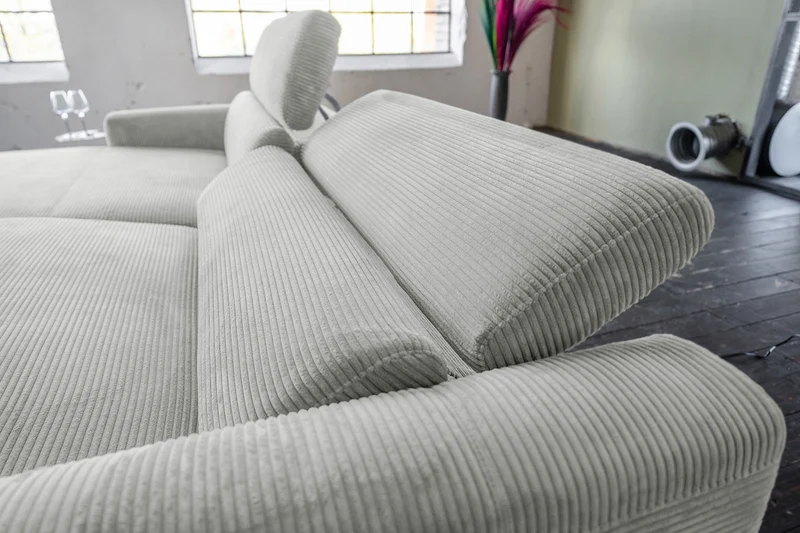 KAWOLA Sofa LAISKA Ecksofa Cord hellgrau