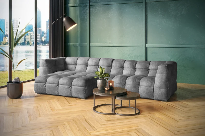 KAWOLA Sofa ROSARIO Ecksofa Velvet hellgrau