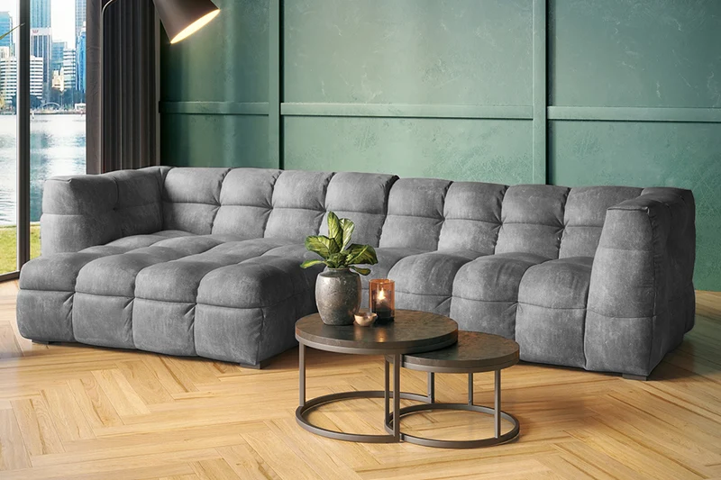 KAWOLA Sofa ROSARIO Ecksofa Velvet hellgrau