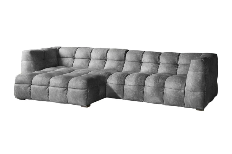 KAWOLA Sofa ROSARIO Ecksofa Velvet hellgrau