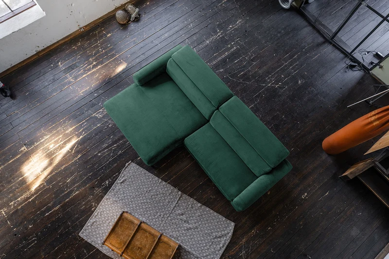 KAWOLA Sofa LAISKA Ecksofa Cord smaragd