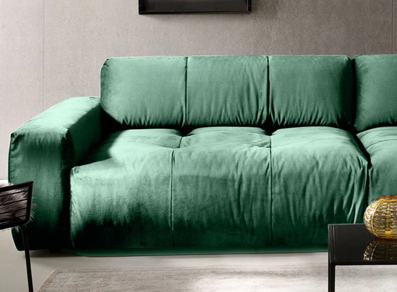 KAWOLA Big Sofa PALACE 3-Sitzer mit Sitztiefenverstellung Velvet smaragd