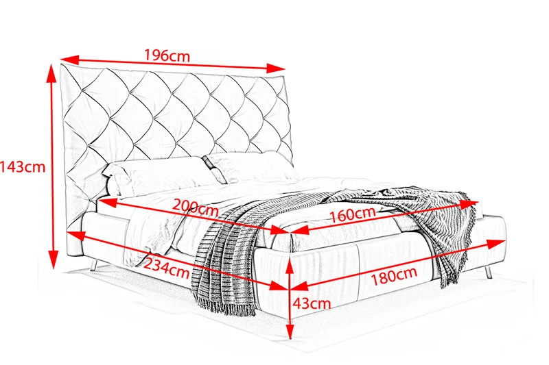 KAWOLA Bett ANNY Polsterbett Leder schwarz