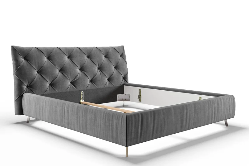 KAWOLA Bett ANNY Polsterbett Velvet grau