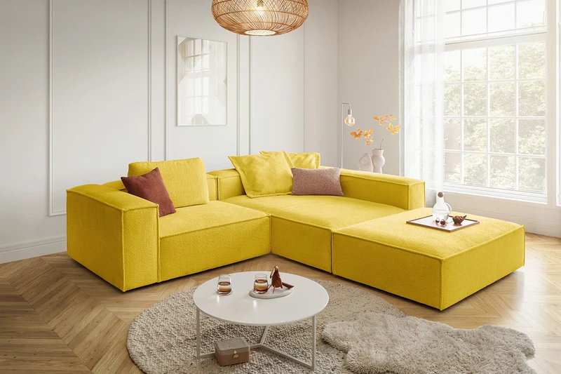 KAWOLA Sofa CARMO Ecksofa Stoff gelb