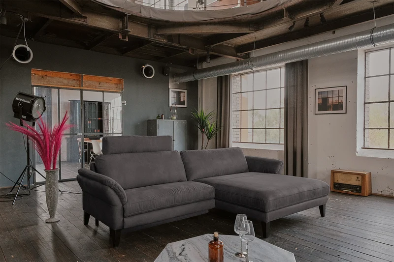 KAWOLA Sofa MALTA Ecksofa Stoff anthrazit