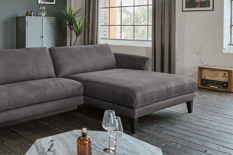 KAWOLA Sofa MALTA Ecksofa Stoff anthrazit