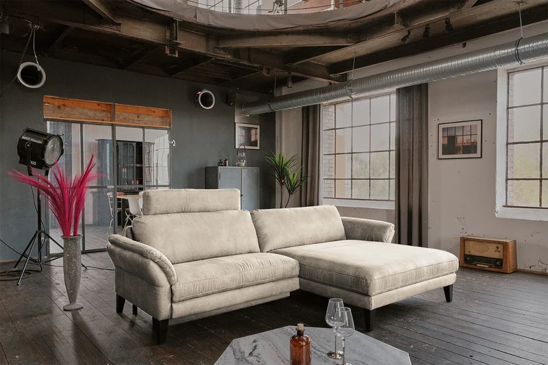 KAWOLA Sofa MALTA Ecksofa Stoff beige