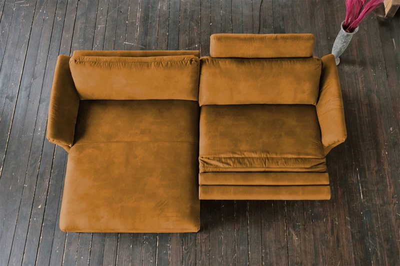 KAWOLA Sofa MALTA Ecksofa Stoff cognac