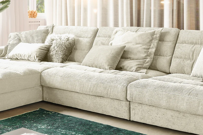 KAWOLA Sofa LANA XL Ecksofa Cord cremeweiß