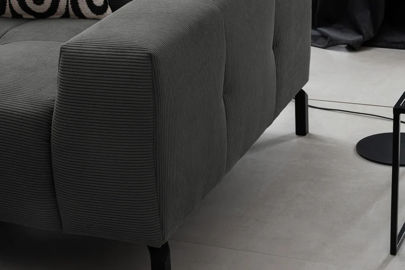 KAWOLA Sofa OHIO Ecksofa Feincord anthrazit